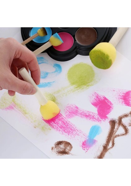 4 Adet Orijinal Ahşap Saplı Sünger Boya Fırçasıpainting Graffiti Erken Oyuncak Sanat Malzemeleri (Yurt Dışından) modelleri
