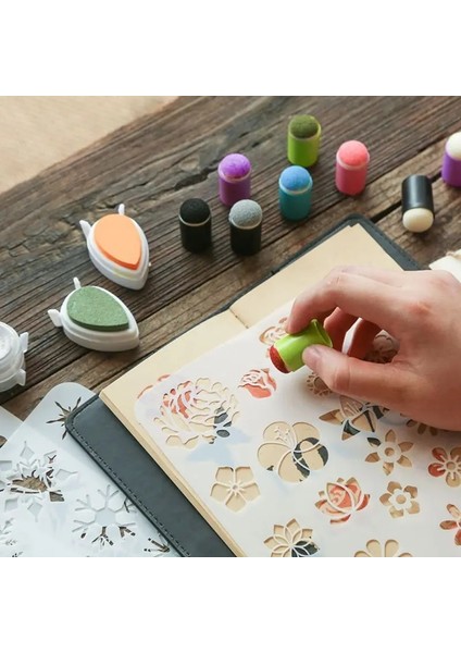 Gn Stili Parmak Sünger Daubers Saklama Kutusu ile 40 Paket Craft Sünger Daubers Çizim Boyama Mürekkep Zanaat Damgalama Kart Yapımı Dıy (Yurt Dışından)