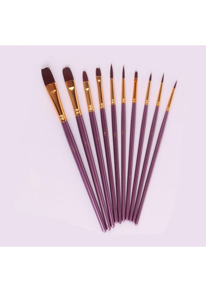 10 Adet Mor Bordo Tarzı Sanatçı Boya Fırçası Seti Ahşap Saplı Naylon Saç Detay Boya Fırçaları Akrilik Yağ Suluboya Fırçaları Yüz El Sanatları Boyama Için (Yurt Dışından)