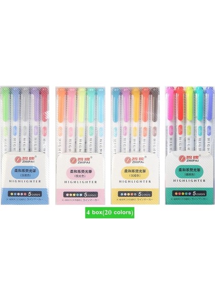 20 Renk-Bir Stil Renkler Çift Başlı Floresan Kalem Yaratıcı Fosforlu Kalemler Sanat Marker Peool Malzemeleri Sevimli Kawaii Kırtasiye (Yurt Dışından)