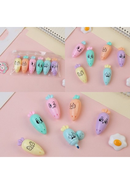 K Tarzı Ute Mini Fosforlu Kalem Güzel Karikatür Boya Marker Kalem Okul Ofis Ofis Kırtasiye Tedarik Kapsül Vitamin Kawaii Komik (Yurt Dışından)