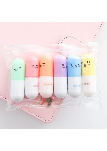 Kırmızı Stil Ute Mini Gülen Yüz Hap Fosforlu Kalem Güzel Karikatür Boyama Kalem Işaretleme Kalemleri Kawaii Kırtasiye Okul Ofis Malzemeleri (Yurt Dışından) fiyatları