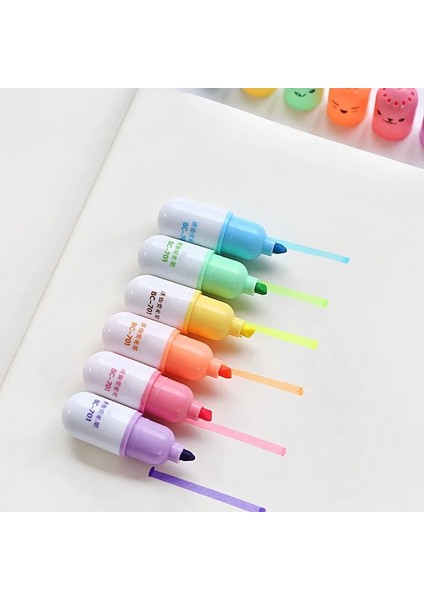 Kırmızı Stil Ute Mini Gülen Yüz Hap Fosforlu Kalem Güzel Karikatür Boyama Kalem Işaretleme Kalemleri Kawaii Kırtasiye Okul Ofis Malzemeleri (Yurt Dışından) modelleri