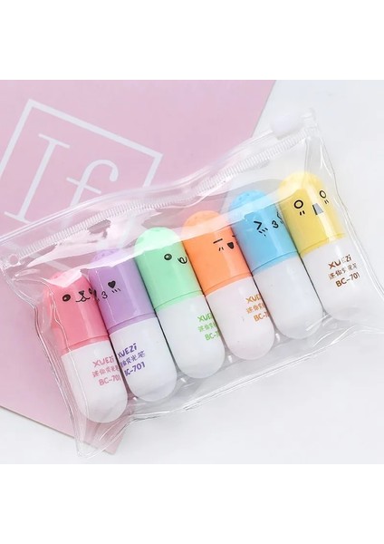 Kırmızı Stil Ute Mini Gülen Yüz Hap Fosforlu Kalem Güzel Karikatür Boyama Kalem Işaretleme Kalemleri Kawaii Kırtasiye Okul Ofis Malzemeleri (Yurt Dışından) indirimleri