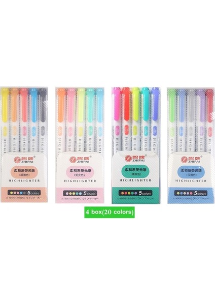 20 Renk-B Tarzı Renkler Çift Başlı Floresan Kalem Yaratıcı Fosforlu Kalemler Sanat Marker Peool Malzemeleri Sevimli Kawaii Kırtasiye (Yurt Dışından)