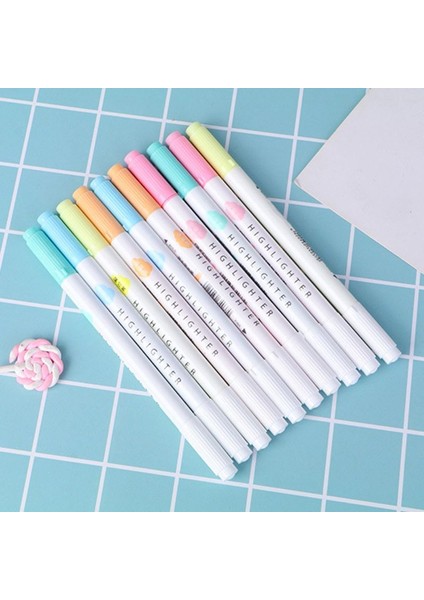 Olorful Candy Color Çift Uçlu Fosforlu Kalemler Işaretleyiciler Floresan Milkliner Kırtasiye Hediyesi (Yurt Dışından)