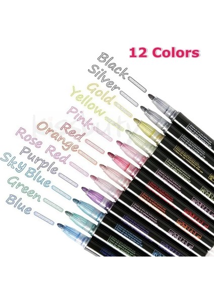 12 Renk Set-D Stili Olors Çift Çizgi Kalem Anahat Boya Işaretleyici Kalemler Diy Albümü Scrapbooking Metal Işaretleyici Fosforlu Çizim Boyama Doodling (Yurt Dışından)