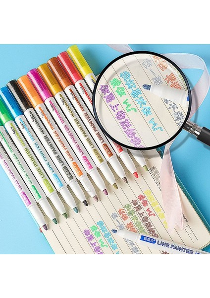 12 Renk Set-D Stili Olors Çift Çizgi Kalem Anahat Boya Işaretleyici Kalemler Diy Albümü Scrapbooking Metal Işaretleyici Fosforlu Çizim Boyama Doodling (Yurt Dışından) modelleri