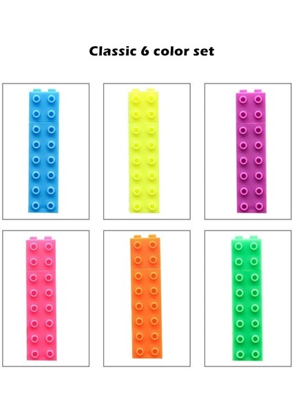 Klasik 6 Renk Seti Stili 6 Adet Mini Yapı Blok Kalem Renk Fosforlu Marker Kalem Yazma Çizim Çocuk Hediye Kırtasiye Ofis Okul Malzemeleri A6201 (Yurt Dışından)