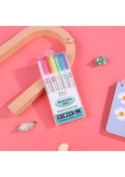 Güneşli Stil Et Japon Kırtasiye Floresan Marker Eğik Kafa Fosforlu Kalemler Okul Boyama Malzemeleri Için (Yurt Dışından)