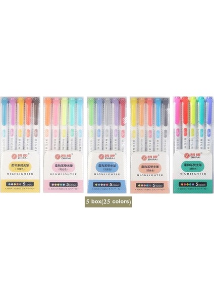 25 Renk-Bir Stil Renkler Çift Başlı Floresan Kalem Yaratıcı Fosforlu Kalemler Sanat Marker Peool Malzemeleri Sevimli Kawaii Kırtasiye (Yurt Dışından)