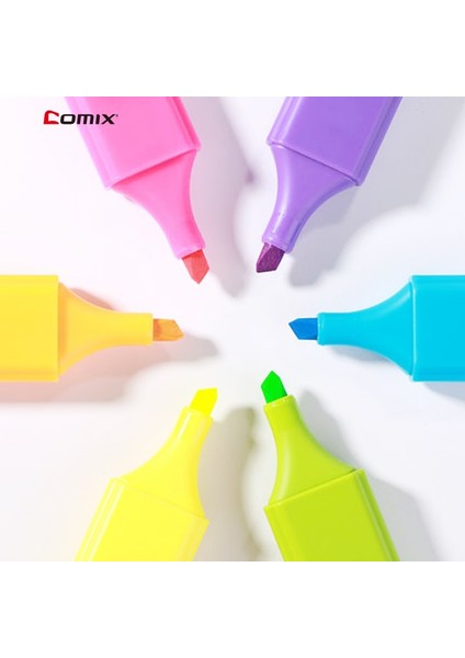 Menekşe Tarzı Comix Yüksek Kapasiteli Fosforlu Kalem Işaretleyici Kalemler Sevimli Kawaii Kırtasiye Malzemesi Papelaria Yazma Öğrenci Ofis Okul Malzemeleri (Yurt Dışından) fırsatları