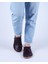 Bayan Koyu Kahverengi Oxford Stil Barefoot Ayakkabı, Taraklı Ayakkabı, 100% El Yapımı ve Napa Deri 3