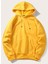 Erkek Fit Kapüşonlu Kanguru Cep Sarı Sweatshirt 1