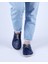 Bayan Lacivert Oxford Stil Barefoot Ayakkabı, Taraklı Ayakkabı, 100% El Yapımı ve Napa Deri 3