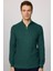 Slim Fit Dar Kesim Dik Yaka Fermuarlı Desenli Yeşil Erkek Triko Kazak 3
