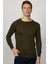 Slim Fit Dar Kesim Bisiklet Yaka Düz Yün Erkek Kazak 1