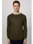 Slim Fit Dar Kesim Bisiklet Yaka Düz Yün Erkek Kazak 3