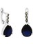 Faset Night Blue Zirkon Taşlı Damla Tasarım 925 Ayar Gümüş Kadın Küpe 1
