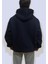 Lacivert Oversize Kapüşonlu Erkek Standart Beden Sweatshırt 2