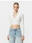 Crop Hırka Fermuarlı Dik Yaka Fitilli Viskon Karışımlı 3