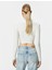 Crop Hırka Fermuarlı Dik Yaka Fitilli Viskon Karışımlı 4