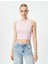 Crop Atlet Kolsuz Halter Yaka Dokulu 3