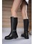 Ienweth Siyah Suni Deri Kalın Topuklu Kadın Çizme – Şık ve Rahat Tasarım, Günlük ve Şehir Kullanımına Uygun 4