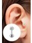 Paslanmaz Kararmaz Cerrahi Çelik Zirkon Taşlı Kıkırdak Dudak Burun Tragus Piercing (Beyaz) 3