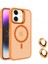 Apple iPhone 11 Kılıf Magsafeli Standlı Sert Mika + Lens Koruyucu + Nano Turuncu 1