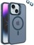 Apple iPhone 14 Kılıf Magsafeli Standlı Sert Mika + Lens Koruyucu + Nano Lacivert 1