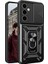 Samsung Galaxy S24 Plus Kılıf Sert Silikon Tank Aramid Sürgülü Vega Yüzüklü Siyah 1