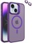 Apple iPhone 14 Kılıf Magsafeli Standlı Sert Mika + Lens Koruyucu + Nano Derin Mor 1