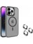 Apple iPhone 15 Pro Max Kılıf Magsafeli Standlı Sert Mika + Lens Koruyucu + Nano Gri 1