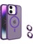 Apple iPhone 11 Kılıf Magsafeli Standlı Sert Mika + Lens Koruyucu Derin Mor 1