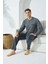 %100 Pamuk Uzun Kol Ekoseli Erkek Pijama Takım 9223 1