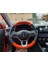 Renault Clio 5 Araca Özel Tam Uyumlu Deri Direksiyon Kılıfı (Turuncu-Siyah) 2