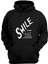 Smile, Happiness Baskılı Siyah Normal Kalıp Şardonlu Kalın Sweatshirt 1