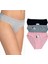 Kadın Suyolu Bikini Slip Külot 3'lü Paket Siyah Gri Pembe 1