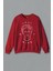 Kırmızı Sweatshirt Lost My Mind Minimal Y2K Çizim Line Baskılı Sweat 1