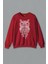 Kırmızı Sweatshirt Owl Baykuş Design Desen Tasarım Kuş Bird Baskılı Sweat 1