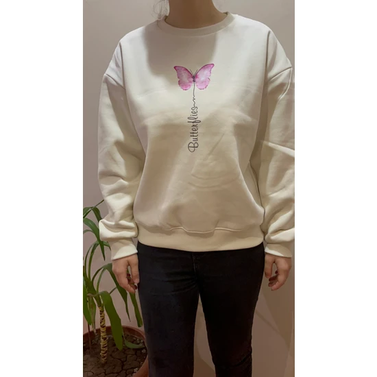 Ezo Boutique Skelebek Baskılı Sweatshirt