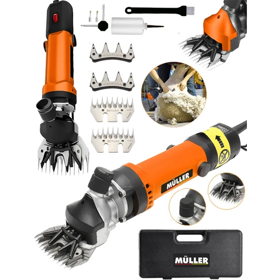 Müller Alman 9600 W Çift Kartlı Motor Korumalı Metal Şanzıman Koyun Keçi Kırkım Makinesi Compact Hız Ayarlı