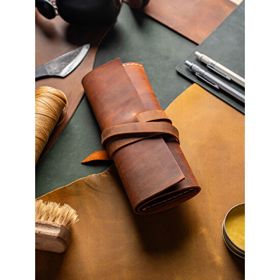 Amaurot LeatherDesign Handmade Rulo Kalemlik - Şık Organizer