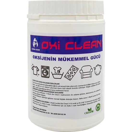Lucida Clean Oxi Clean Sodyum Perkarbonat Tüm Renkler İçin Leke Çıkarıcı Deterjan Organik 1 kg