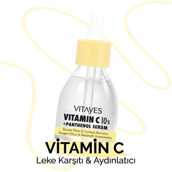 VITAYES C Vitamini %10 ve Panthenol Cilt Tonu Eşitleyici Leke Karşıtı Aydınlatıcı Nemlendirici Cilt Serumu 903