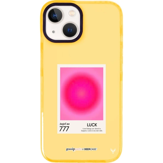 Deercase x Gossip Pasta Apple iPhone 14 Plus Luck Tasarımlı Mango Şeffaf Telefon Kılıfı