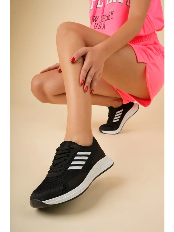 Modam Kadın, Erkek, Unisex Ortopedik Triko Yürüyüş Spor Ayakkabısı, 4 Bant Günlük Sneaker