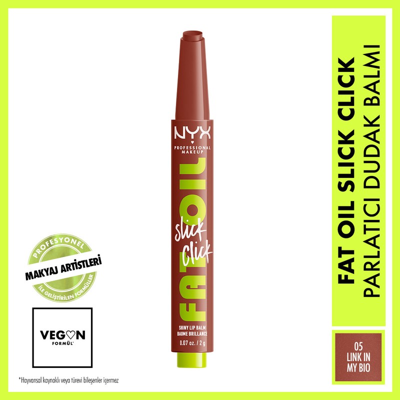 NYX Professional Makeup Fat Oil Slick Click Parlatıcı Nemlendirici Nude Tonlu Dudak Balmı - 05 Link In My Bio