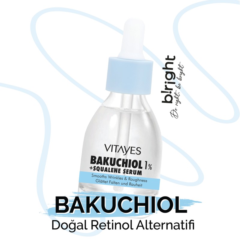 Vitayes Retinol Alternatifi Bakuchiol %1 Squalene Yapıcı Onarıcı Bio Retinol Cilt Serumu Leke Karşıtı Cilt Onarıcı Aydınlatıcı Serum 30 ml